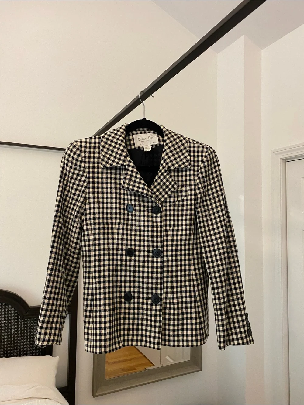 Christian Dior The Suit Vintage Wool Gingham Double-Breasted Jacket
